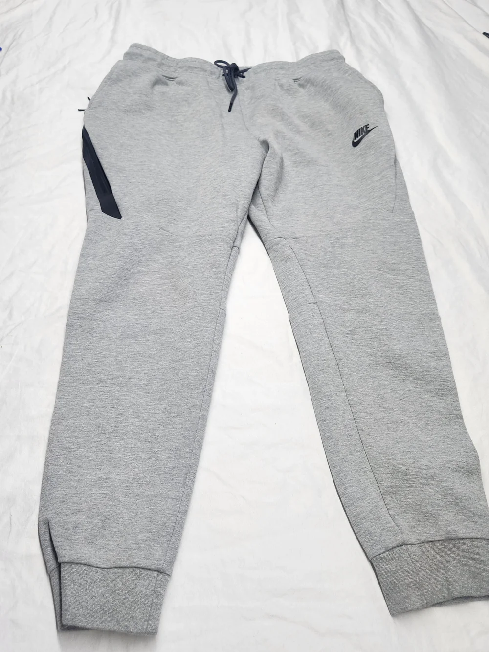 Nike Tech Light Gray Jogger Sweatpants with Black Accents